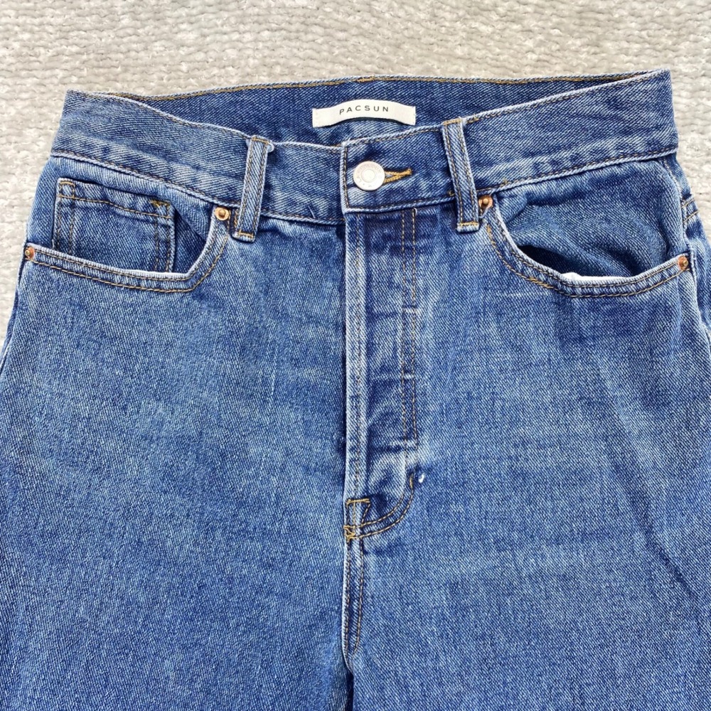 PAC SUN Ultra High Rise Mom Jeans Patchwork Denim Jeans Women‎ Size 25 Blue - Picture 4 of 11